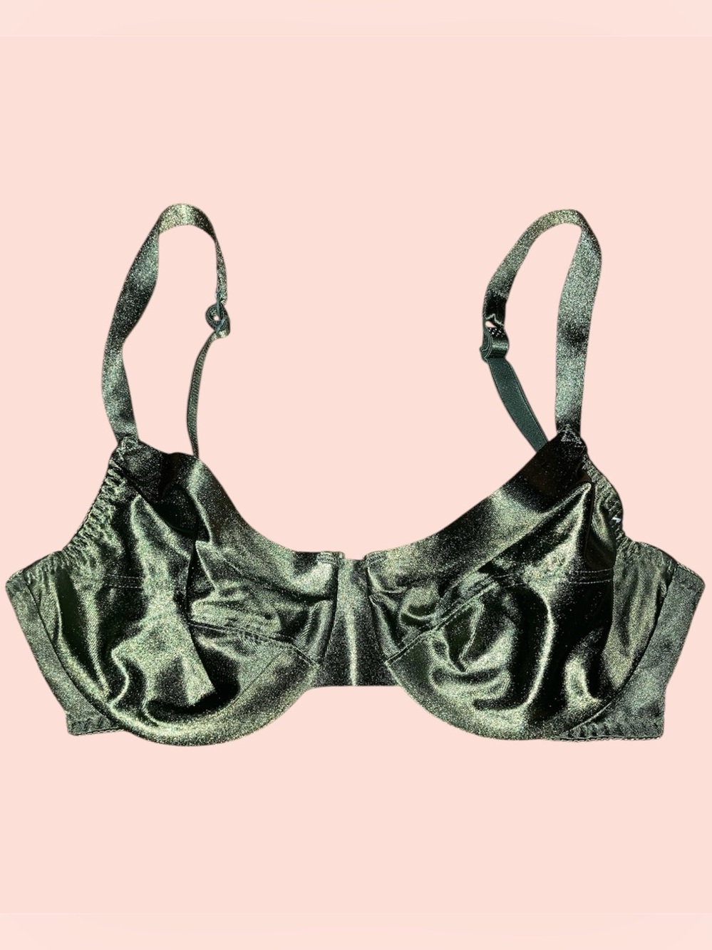 Green Satin Bra